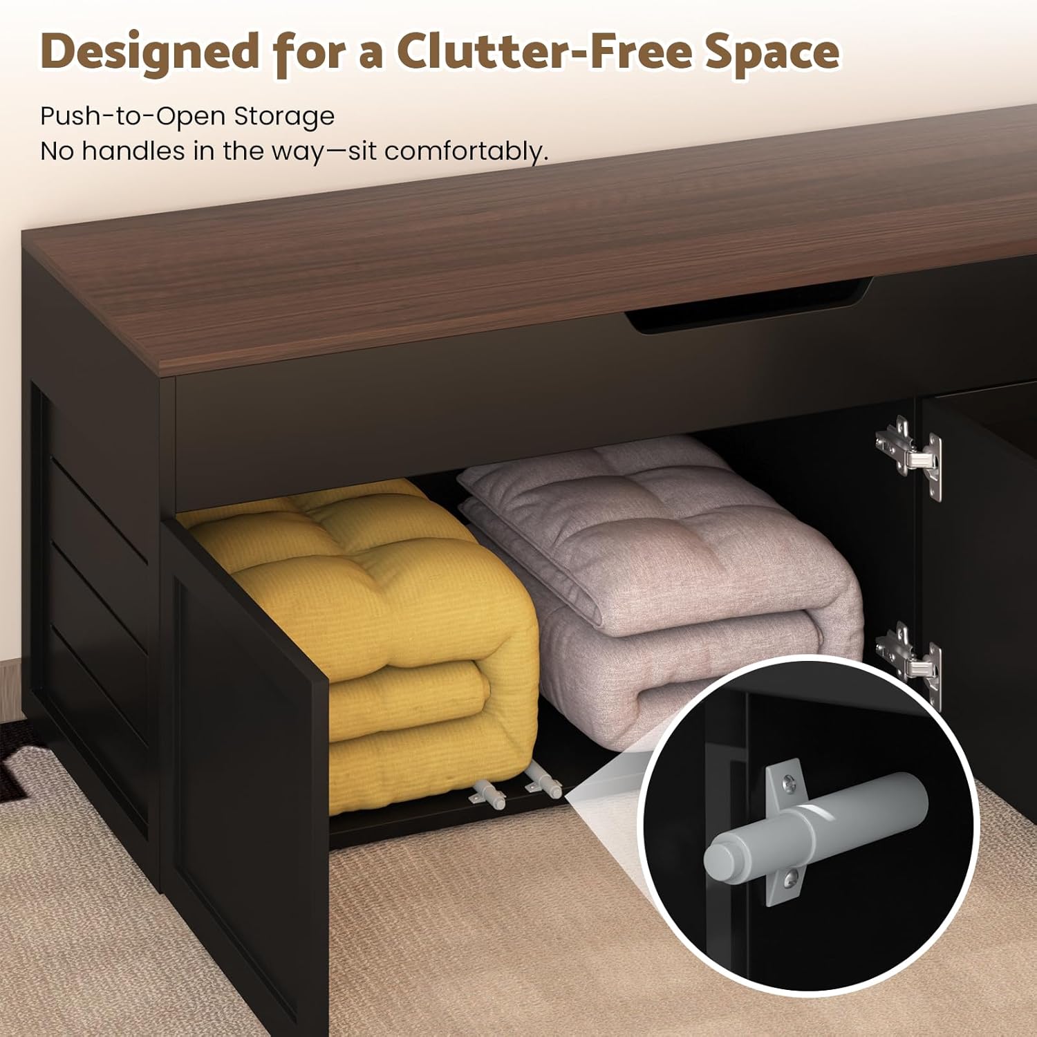 Kikihouse L-Shaped Corner Storage Bench with Cushion, Backless Wood Bench with Hidden Storage, for Dining Nook, Kitchen, Entryway, Cloakroom (White+Walnut (No Cushion))