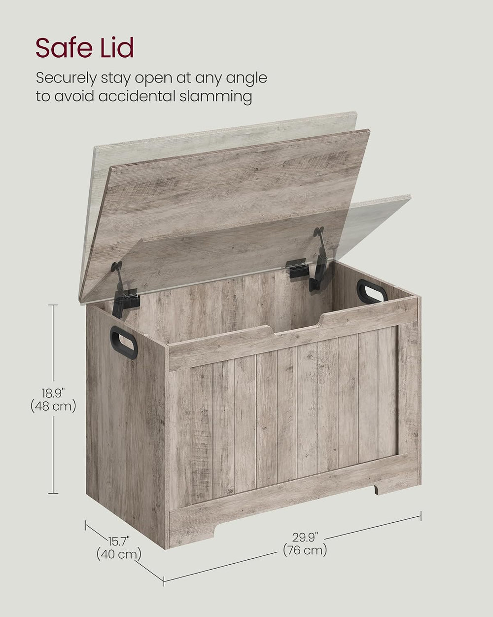 VASAGLE Storage Chest, 29.9 Inches Width Bench with 2 Safety Hinges | Shoe Be...