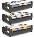 Under Bed Storage with Wheels 3Pack Storage Containers with Clear Window&Label Under Bed Drawers Rolling Under Bed Storage for Clothes,Shoes, Blankets (30.71 x 16.93 x 6.69 in, Dark Grey)
