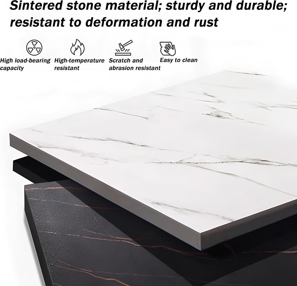 Zfmnoyev Long Accent Stone Top Narrow Console Table | Modern Half-Moon Accent...