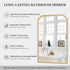 24X36 Inch Gold Mirror for Bathroom, Modern Rounded Corner Rectangle Mirror with Non-Rusting Iron Metal Framed Bathroom Vanity Mirror for Over Sink Wall Decor(Tempered Glass)