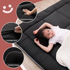 WhatsBedding Japanese Floor Mattress Futon Mattress 3" Black Tatami Mat Shredded Memory Foam Filled Sleeping Pad, Foldable & Portable Roll Up Lounger Camping Bed for Kids and Adult,Full Size 54"x 80"