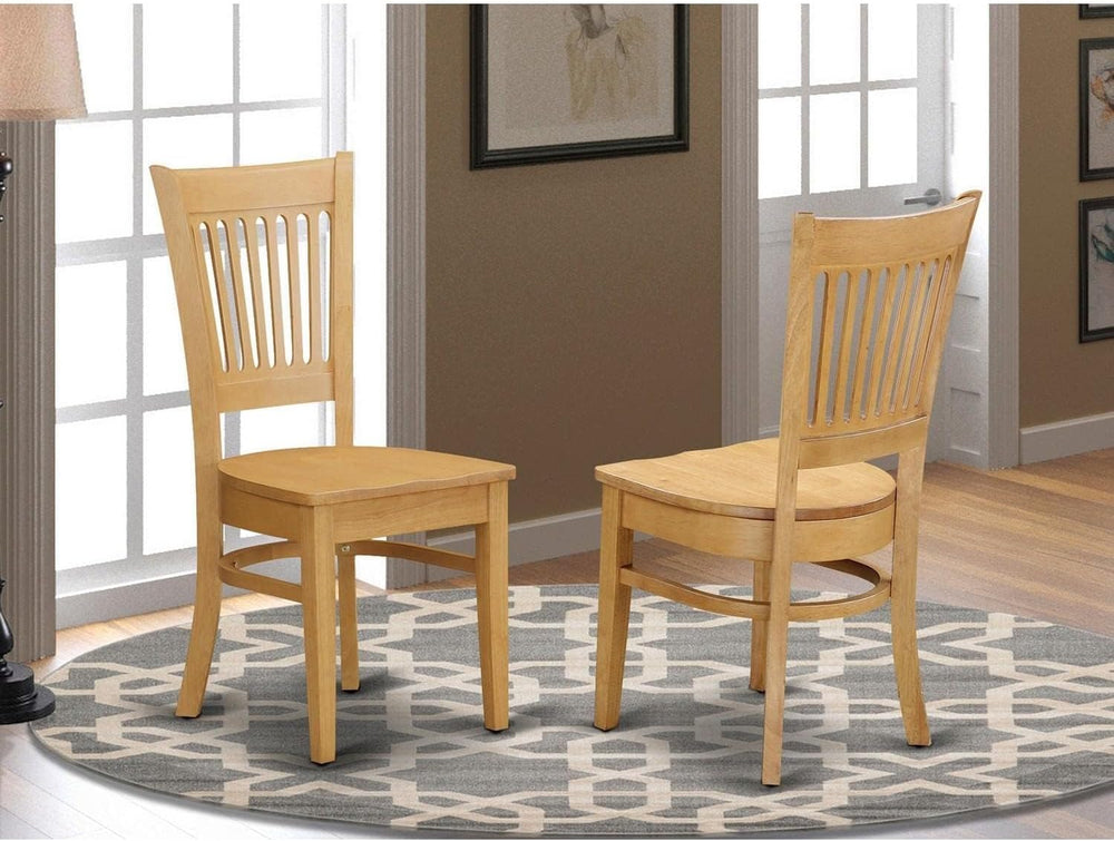 East West Furniture VAC-OAK-W Vancouver Kitchen Dining Chairs - Slat Back Woo...