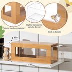 2 Pcs Bamboo Tea Bag Organizer Drawer Stackable Tea Bag Holder and Organizers, Wooden Storage Containers with Acrylic Drawer, Well-Organized for Office Kitchen Countertop Cabinet Pantry