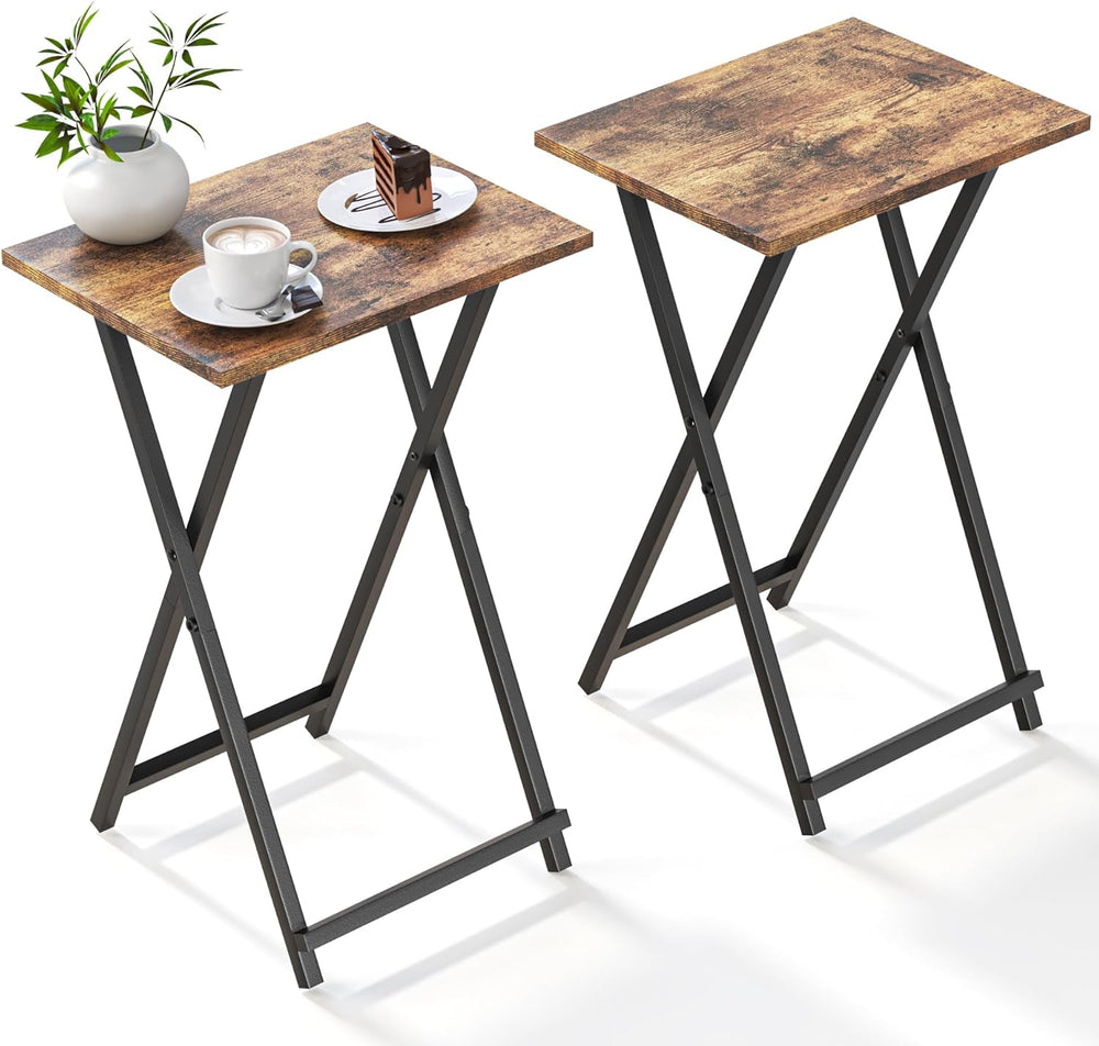 Acovy Foldable TV Trays, Small Folding Table, TV Trays Set of 2, TV Dinner Tr...