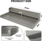 2-Tier Washer Dryer Countertop with 2.75" H Edge Rails, 58" W x 28" D Laundry Countertop for Folding Clothes, Washer and Dryer Topper with Non-Slip Pad (Stripe Gray)