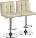 Yaheetech Bar Stools Set of 2, Adjustable PU Leather Swivel Barstools, Modern Counter Stools with Back and Footrest for Bar, Kitchen, Dining Room, Khaki