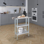AmGood Stainless Steel Work Table with 2 Shelves | NSF | Metal Utility Table (30" Long x 14" Deep)