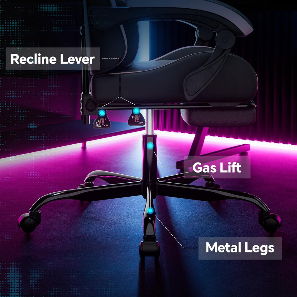 Gaming Chair, Ergonomic Computer Chair with Footrest and Lumbar Support, Heig...