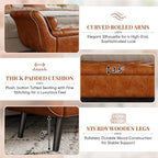 Faux Leather Storage Bench for Bedroom End of Bed, 65-Inch Rolled Arm Upholstered Bench with Hidden Storage, Brown End of Bed Bench with Sturdy Wood Frame, Space-Saving Entryway Ottoman Seat (Brown)