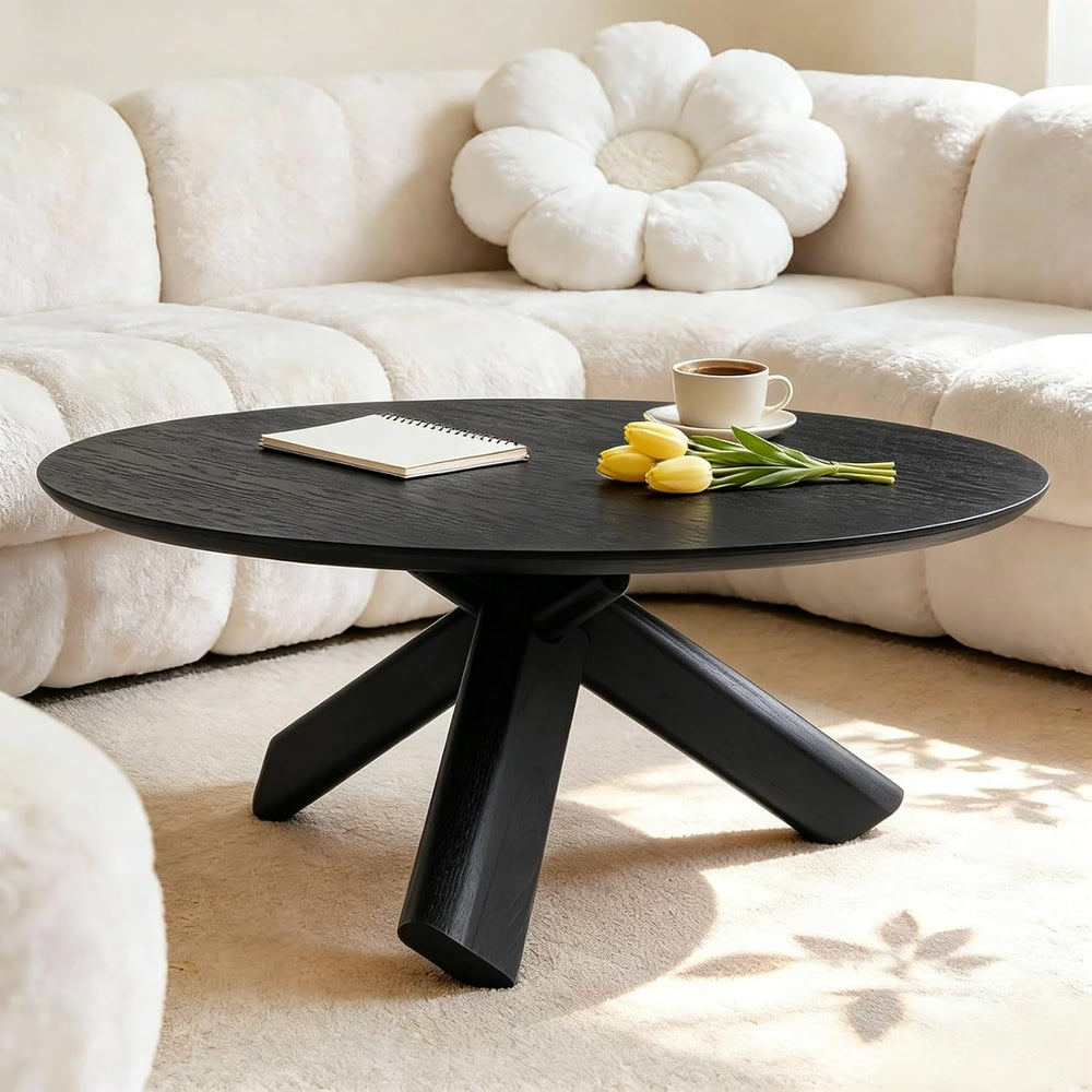 Need 40in Round Coffee Table for Living Room, Modern Natural Wood Center Tabl...