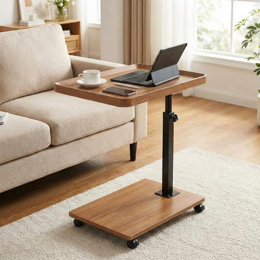 GarveeTech C-Shaped End Table with Adjustable Height, 360° Swivel TV Tray Tab...