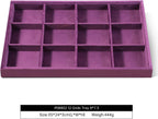 Velvet Stackable Jewelry Display Tray, 12 Grid Watch Bangle Bracelet Storage Tray, Makeup Drawer Insert Jewelry Shop Organizer Plate (Purple)