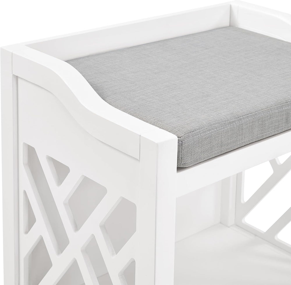 Alaterre Furniture Coventry Bench Stool with Cushion - Pine Wood Bench for En...
