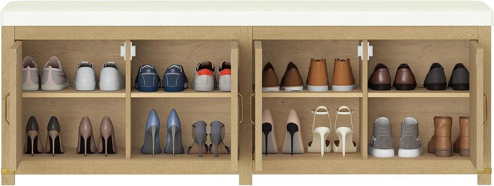 Hzuaneri Shoe Storage Bench, 2 Tier Shoe Bench with Padded Seat Cushion &...