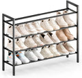 Bumusty 4 Tier Expandable Shoe Rack for Closet, Black | 18"-33" Adjustable Shoe Rack for Entryway, Small Shoe Organizer for Dorm, Front Door, Sturdy Metal