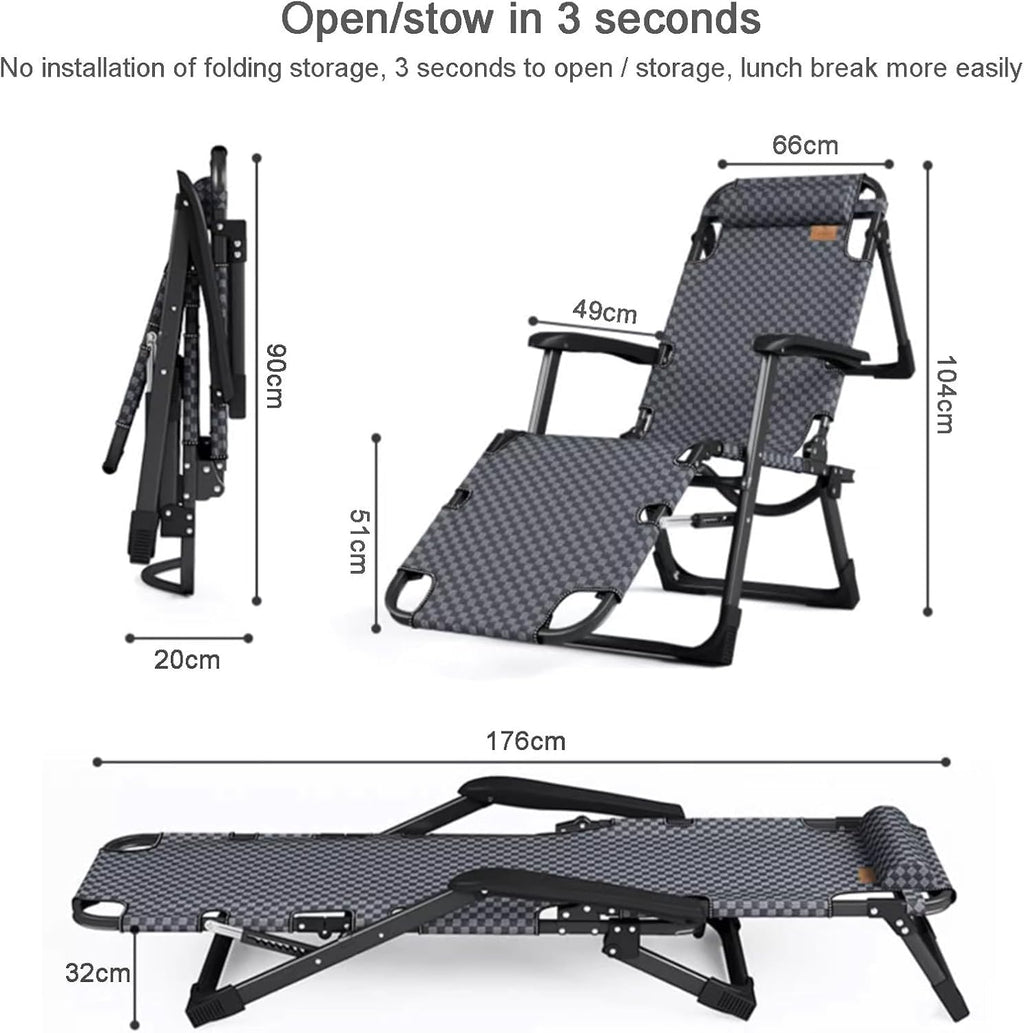 Gravity Chair, All Weather Reclining Lounge with Removable Headrest, Folding Lawn Recliner for Indoor