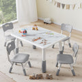 DOREROOM Toddler Table and 4 Chairs Set, Height Adjustable Kids Table and Chair Set, 31.5''L x 23.6''W, Marble Pattern & Graffiti Desktop, Children Multi-Activity Table for Home/Daycare/Classroom