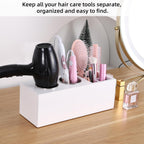 Hair Dryer Countertop Holder, Hair Tool Organizer Wall Mount, Blow Dryer Holder Cabinet Door Organizer, Bathroom Countertop Blow Dryer Holder and Curling Iron Holder (Cedar Wood, White)