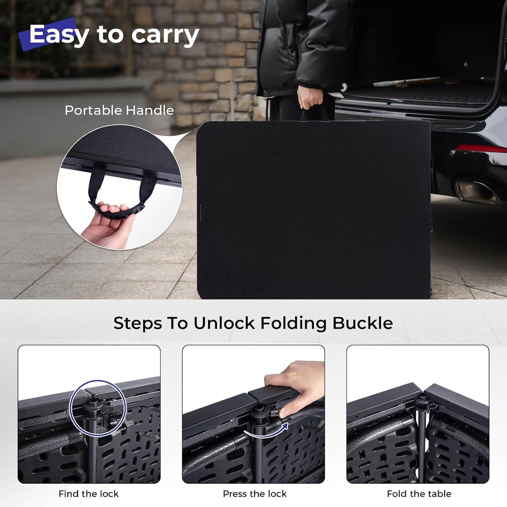 Folding Table 6ft, Heavy Duty Portable Utility Table with Handle, Black | Fol...