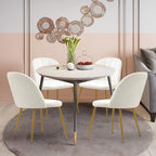 Velvet Dining Chairs Set of 4, Mid-Century Modern Upholstered Kitchen Chair with Metal Gold Legs for Living Room, Dining Room, White