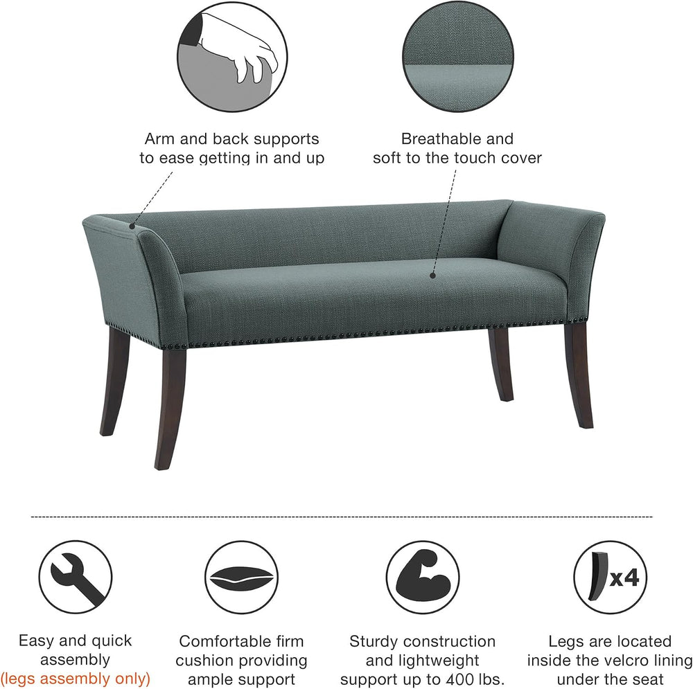 Madison Park Accent Bench, Upholstered with Nailhead Trim, & Padded Seat ...