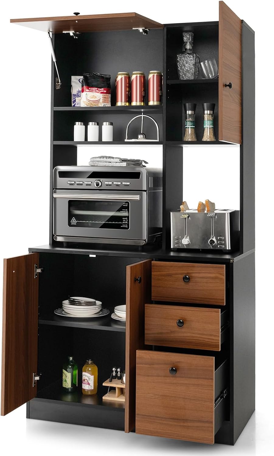 PETSITE Kitchen Buffet Hutch Storage Cabinet, 71" Freestanding Pantry wi...