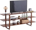 Tiita Wooden TV Stand for 65 Inch TV, Modern Media Console Table with 3-Tier Storage Shelves, Long Entertainment Center for Living Room, Walnut TV Stand with Open Display Rack