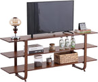 Tiita Wooden TV Stand for 65 Inch TV, Modern Media Console Table with 3-Tier Storage Shelves, Long Entertainment Center for Living Room, Walnut TV Stand with Open Display Rack