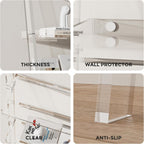 3 Tier Acrylic Ladder Shelf, Modern Clear Bookshelf with Open Shelves, Modern Acrylic Bookcase for Bathroom, Living Room, Kitchen, Office, Bedroom, 9.84" D x 24.96" W x 69.69" H