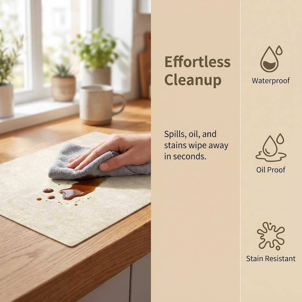 Faux Leather Placemats Set of 6, 12 X 17 Inch - Vinyl Heat Resistant Place Ma...