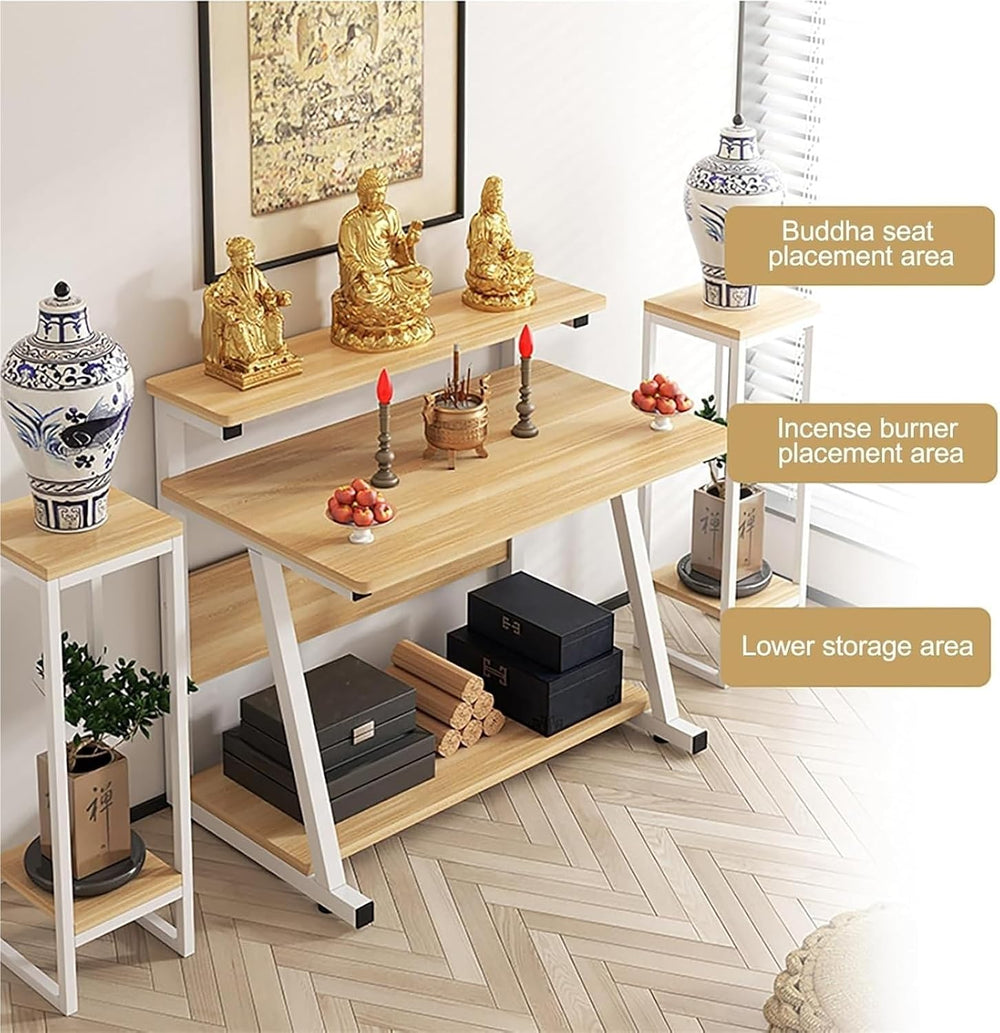 Altar Table， Stand Meditation Prayer Table Altar Cabinet for Homes Temples An...