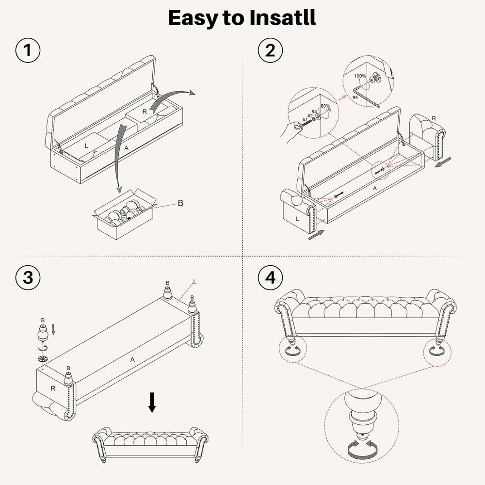 SOFTHION Storage Bench for Bedroom, 67" End of Bed Bench King Size, Upho...