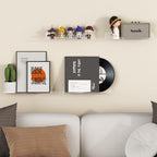 Lifewit Floating Shelves for Wall, 12 Pack Clear Acrylic Shelf 15" Room Decor for Bookcase/Vinyl Record Display/Photo/Picture in Bedroom, Living Room, Bathroom, Kitchen Storage and Organization