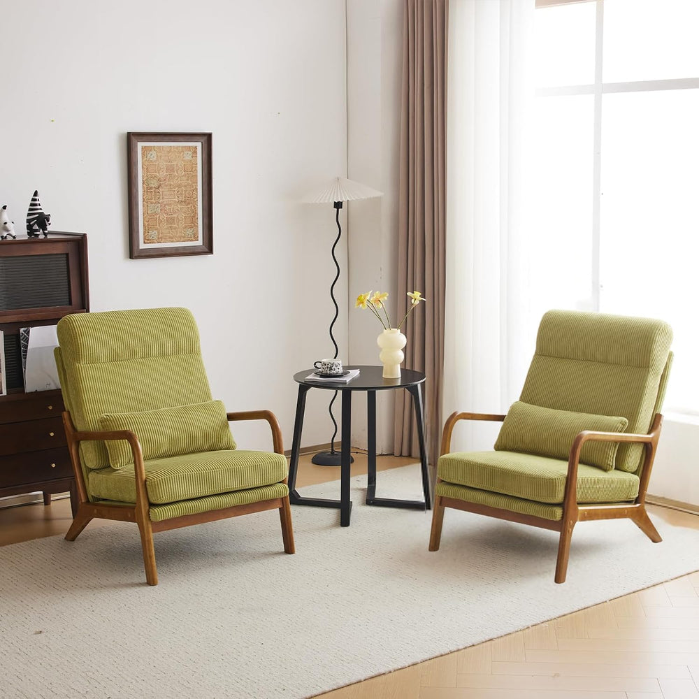 Karl home Accent Chair High Back Mid-Century Modern, Green