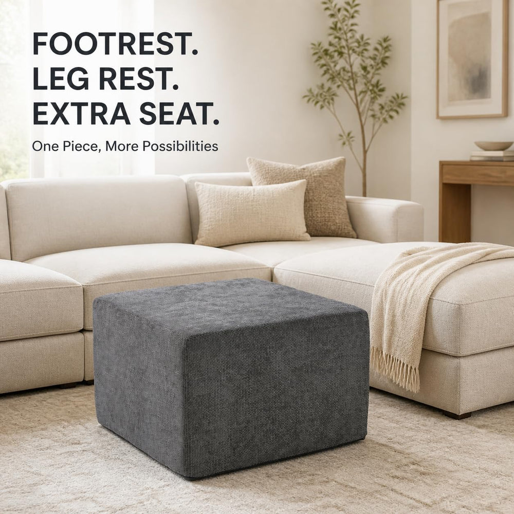 MONVANE 27.5" Square Ottoman, Modular Foot Rest, Grey | Matches Modular ...