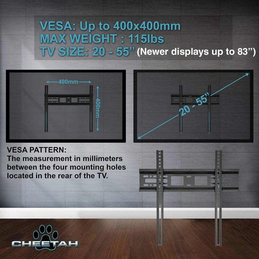 Cheetah Fixed TV Mount (3-Pack) for Most 26-60 Inch TVs up to 115lbs, Each wi...
