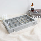 Wudygirl Jewelry Organizer Velvet Jewelry Tray 24 Grid Jewelry Box Earring Holder Organizer Removable Display Case Organizer Glass Top Lid & Lock (24 Grid)