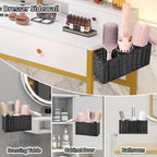 Hair Tool Organizer,Wall Mount Curling Iron Holder,Waterproof Wicker Hot Tools Organizer for Hair Dryer,Flat Irons,Curling Wands,Straighteners Storage,in Cabinet,Bathroom,Vanity (Black)