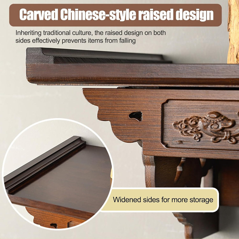 HARELA Buddha Altar Table, Wall-Mounted Personal Shrine Altar Table, Buddhist...
