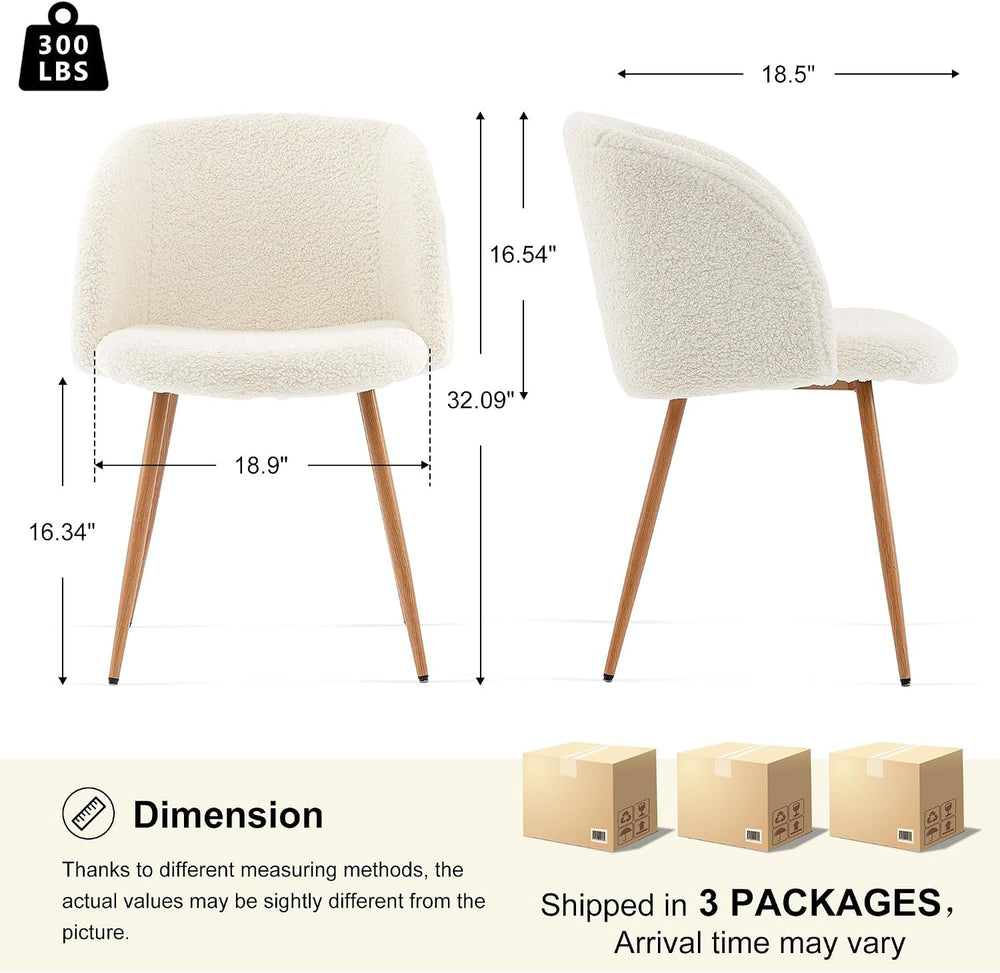 Homedot Dining Chairs Set of 6, Upholstered Sherpa Kitchen Chairs with Curved...