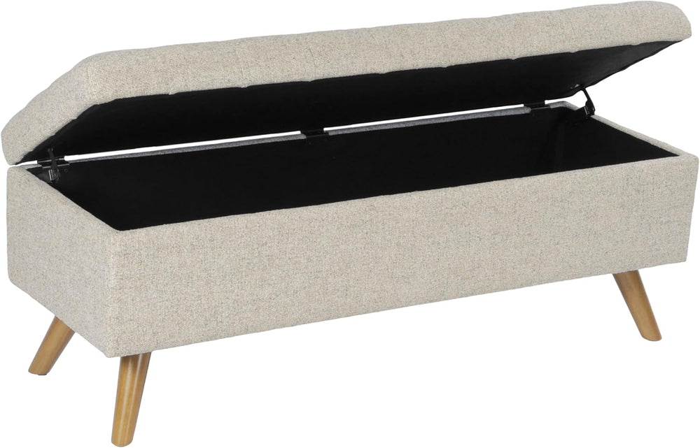 HomePop Modern Tufted Storage Bench - Textured Cream Fabric