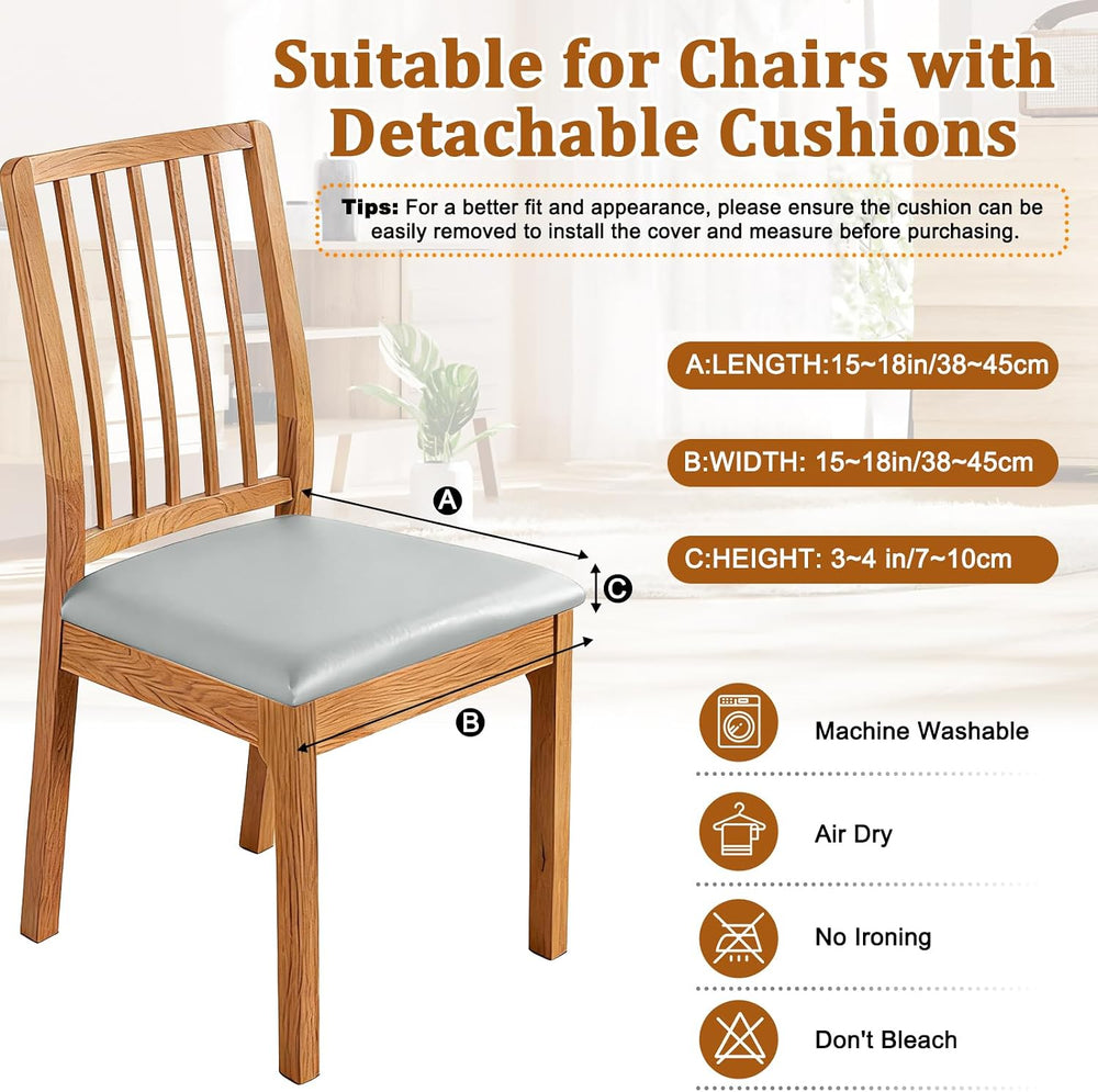 Chair Covers for Dining Chairs Waterproof Seat Covers for Chairs,Grey,Set 6