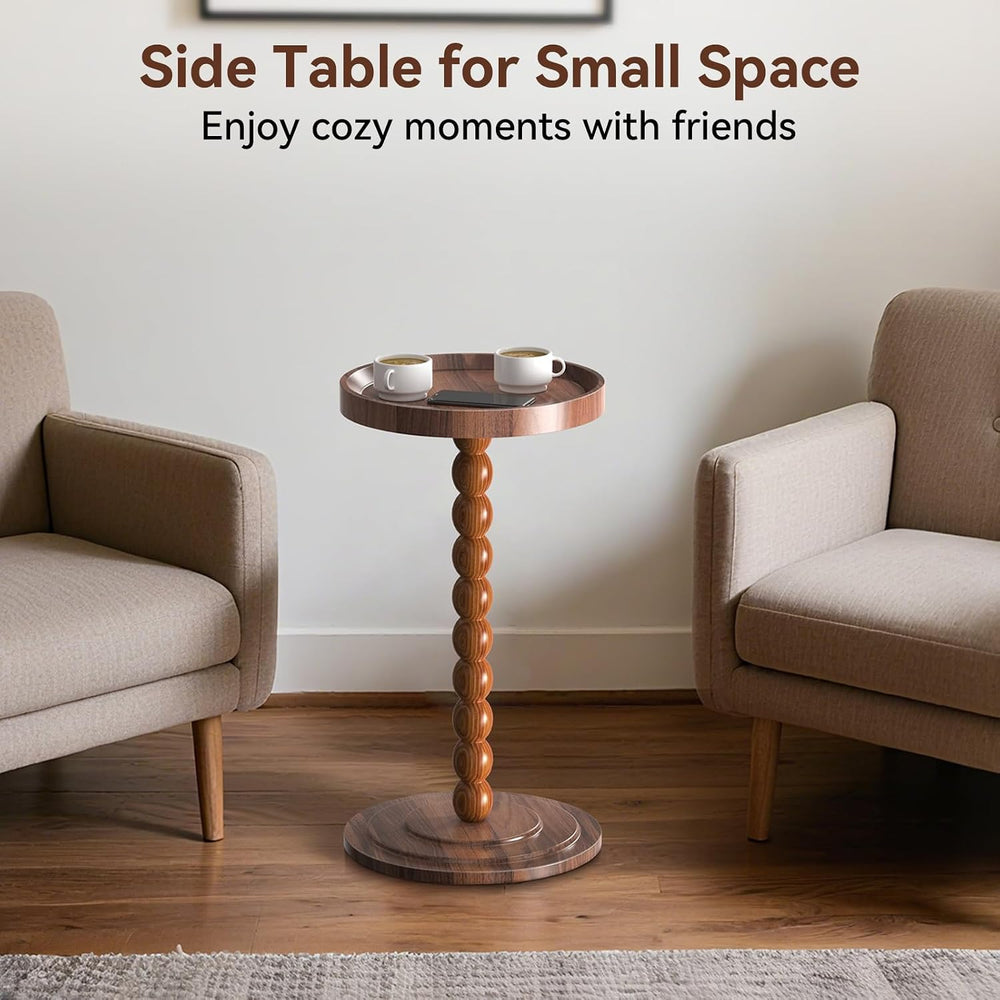 XNSDXV Round Side Table with Solid Wood Leg, Small Drink Table for Small Spac...