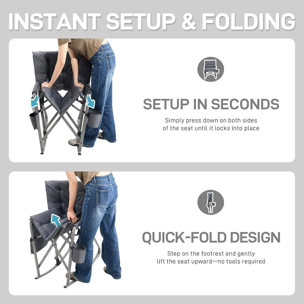 EVER ADVANCED Lightweight Folding Rocking Camping Chair, Padded Portable Rock...