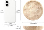 Small Natural Marble Jewelry Tray Key Plate Holder Dish Trinket Decor Catch All Bowl for Ring Earring Stone Gift for Women Daugther,Beige Travertine，5.5"