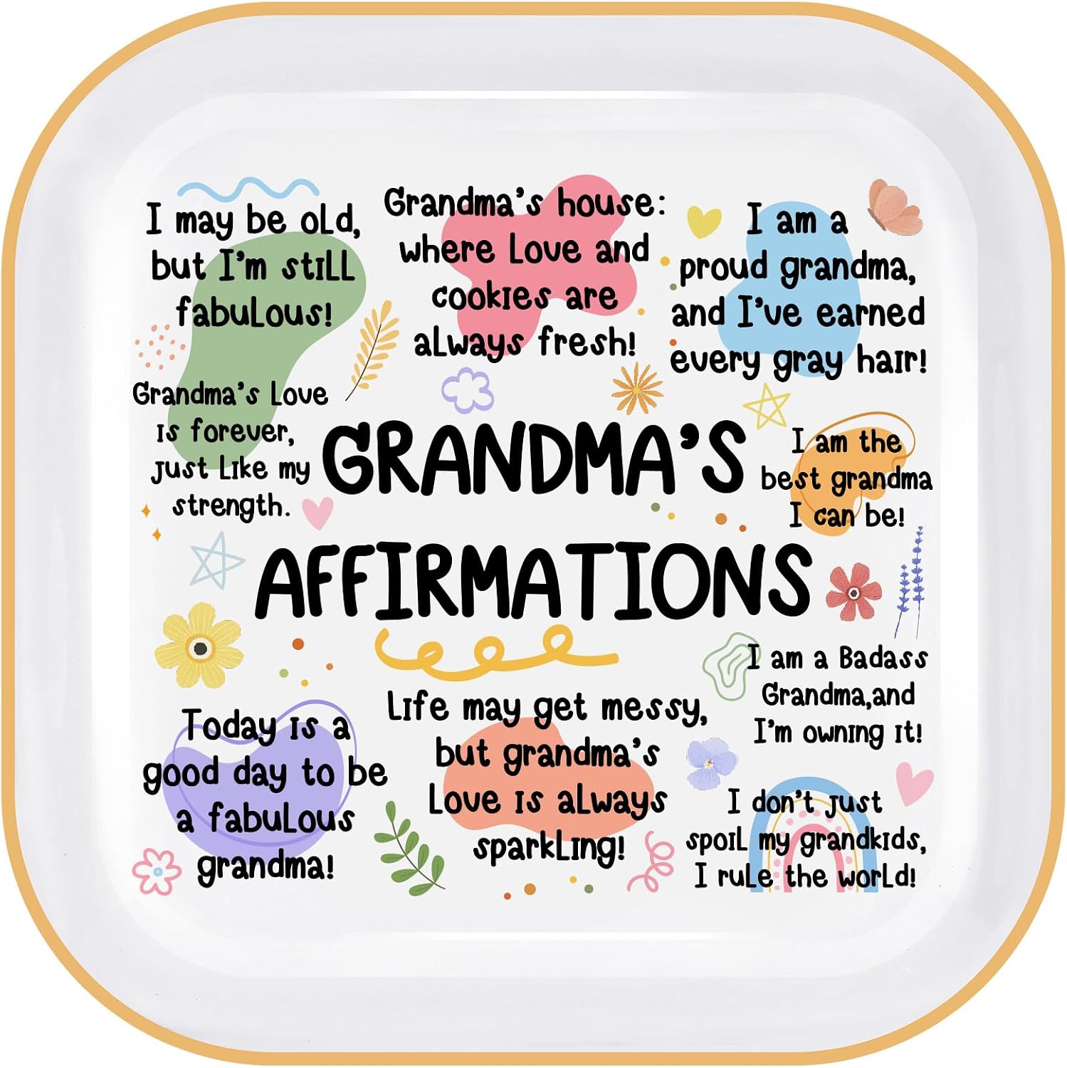 Gifts for Grandma Birthday Christmas Mothers Day Appreciation Grandma Gifts | Grandma's Affirmations Ring Dish 4", Ceramic
