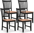 COSTWAY Dining Chairs Set of 4, Mid Century Modern Dining Room Chairs with Solid Rubber Wood Legs and Curved Backrest, Kitchen Chairs for Home, Living Room, Restaurant, Black & Walnut