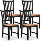 COSTWAY Dining Chairs Set of 4, Mid Century Modern Dining Room Chairs with Solid Rubber Wood Legs and Curved Backrest, Kitchen Chairs for Home, Living Room, Restaurant, Black & Walnut