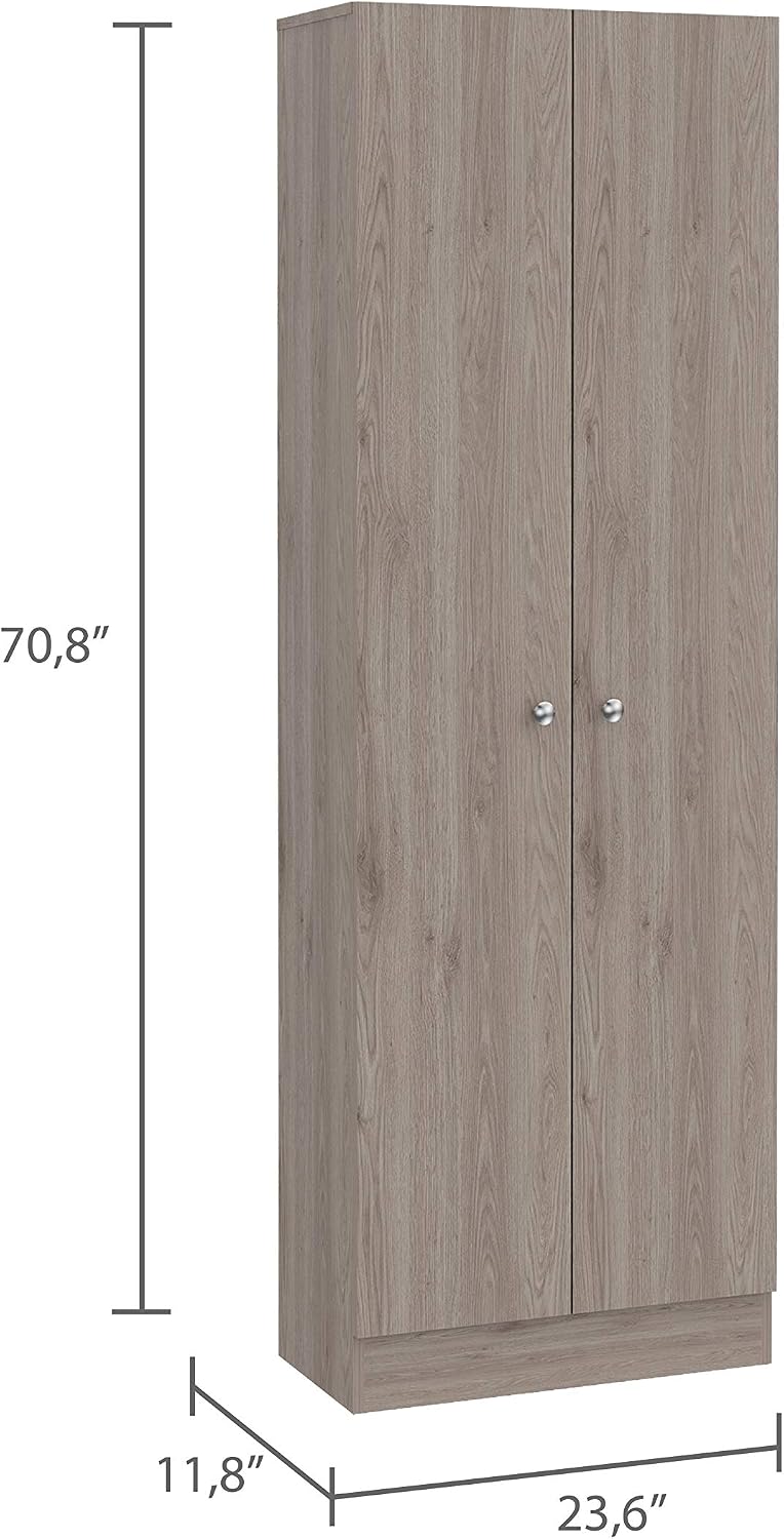 Multistorage Kitchen Pantry 70,8 inches H with Five Interior Shelves, Light G...